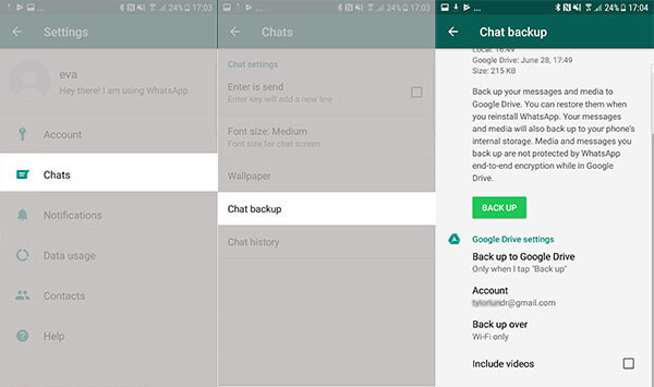 AndroidのバックアップWhatsApp