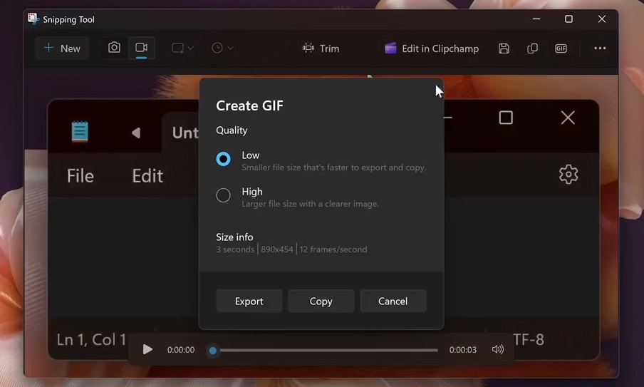スニッピングツールでGIFモードを作成します