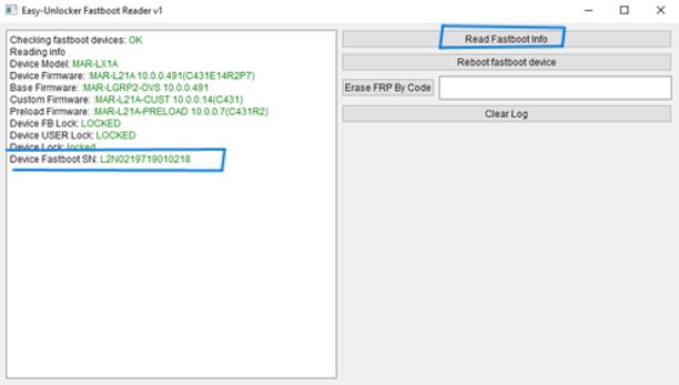 Huawei FRP Code FastBoot Reader