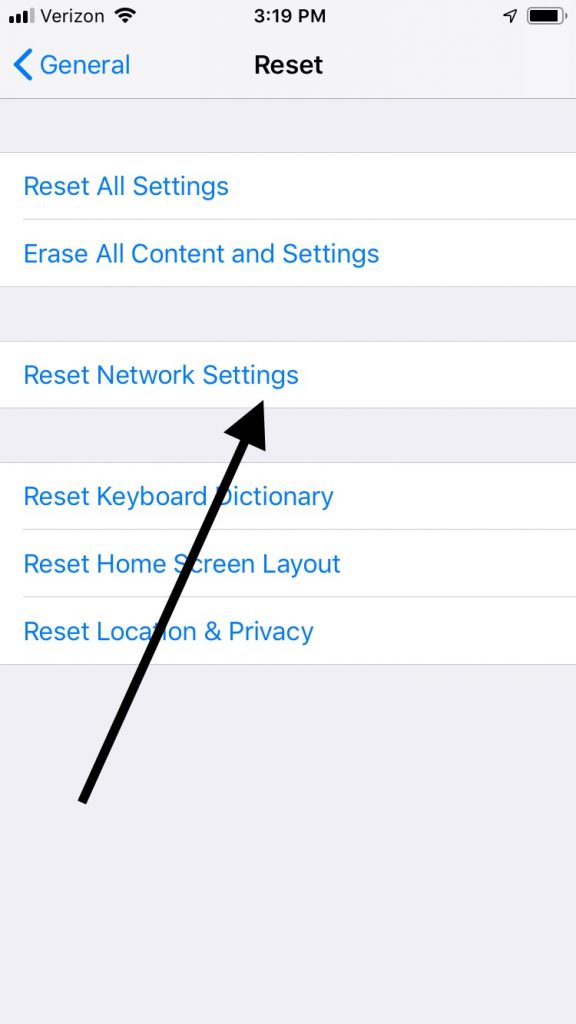 iMessageアクティベーションエラーのためにネットワーク設定をリセットします