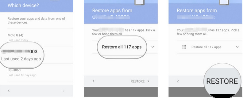 Googleアカウントから復元します