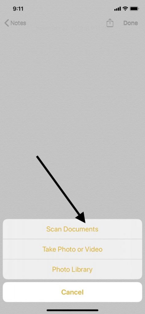 iPhoneでノートアプリを使用してドキュメントをスキャンします
