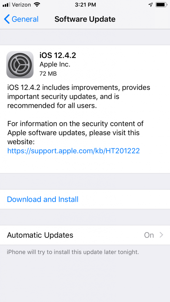 iMessageアクティベーションエラーのソフトウェアアップデート