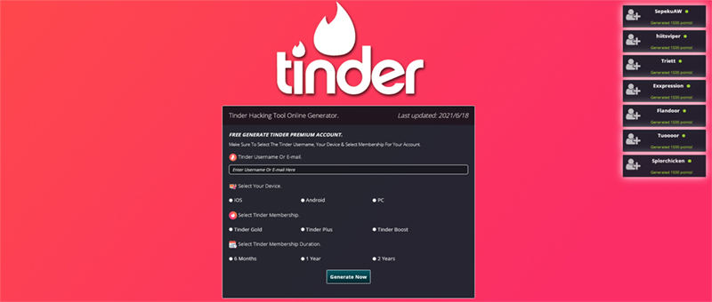 Tinder Goldオンラインジェネレーター