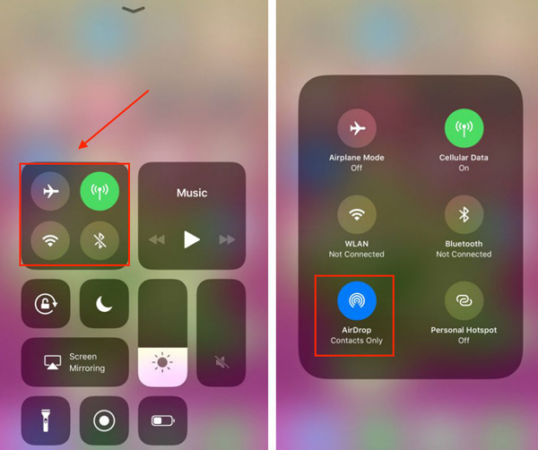 両方のiPhoneでエアドロップをオンにします