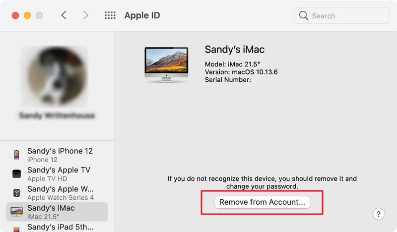 Macを使用してApple IDからデバイスを取り外します 