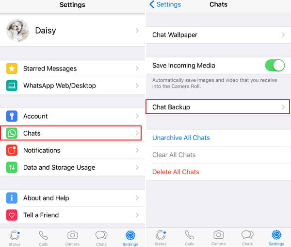iPhoneのバックアップWhatsApp