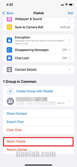 WhatsAppの連絡先をブロックします