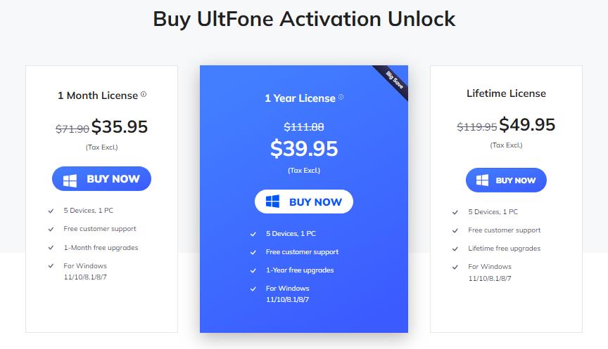 Ultfone Activation Unlockerのコストはいくらですか