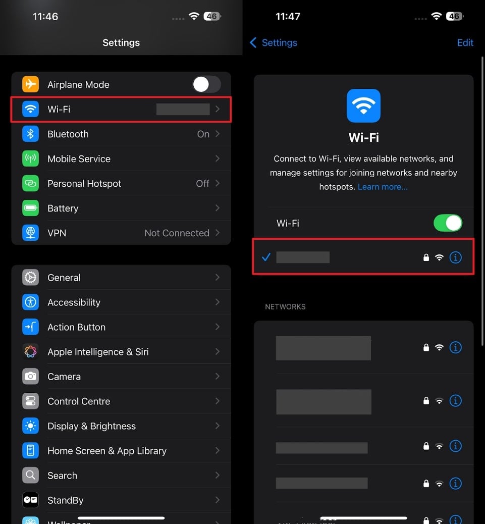 WiFiを切り替えて、ネットワークに接続します