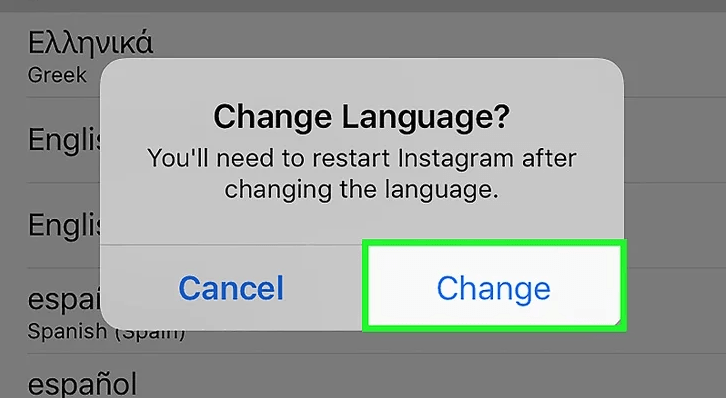 Instagram言語を変更します