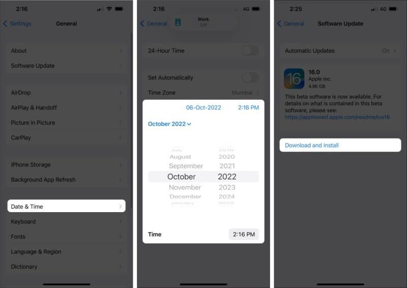 日付を変更してiOS 18をダウンロードします