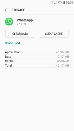 whatsappキャッシュをクリアします
