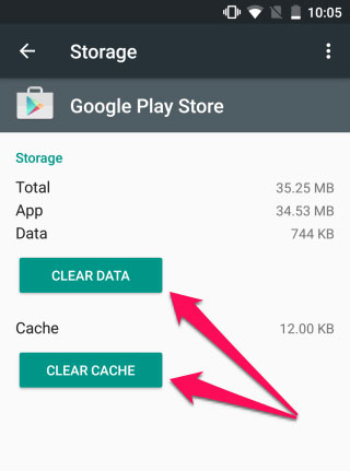 Google Playキャッシュを削除します