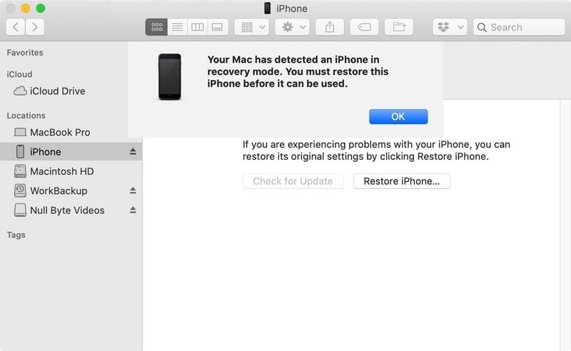 iOSアップデートに固定されたiPhoneがリクエストされたDFU復元