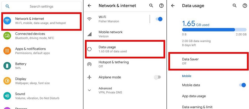 Androidでデータセーバーモードをオフにします