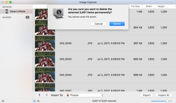 Macの画像キャプチャでiPhoneから写真を削除する方法