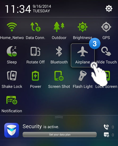 Androidで飛行機モードを有効にします