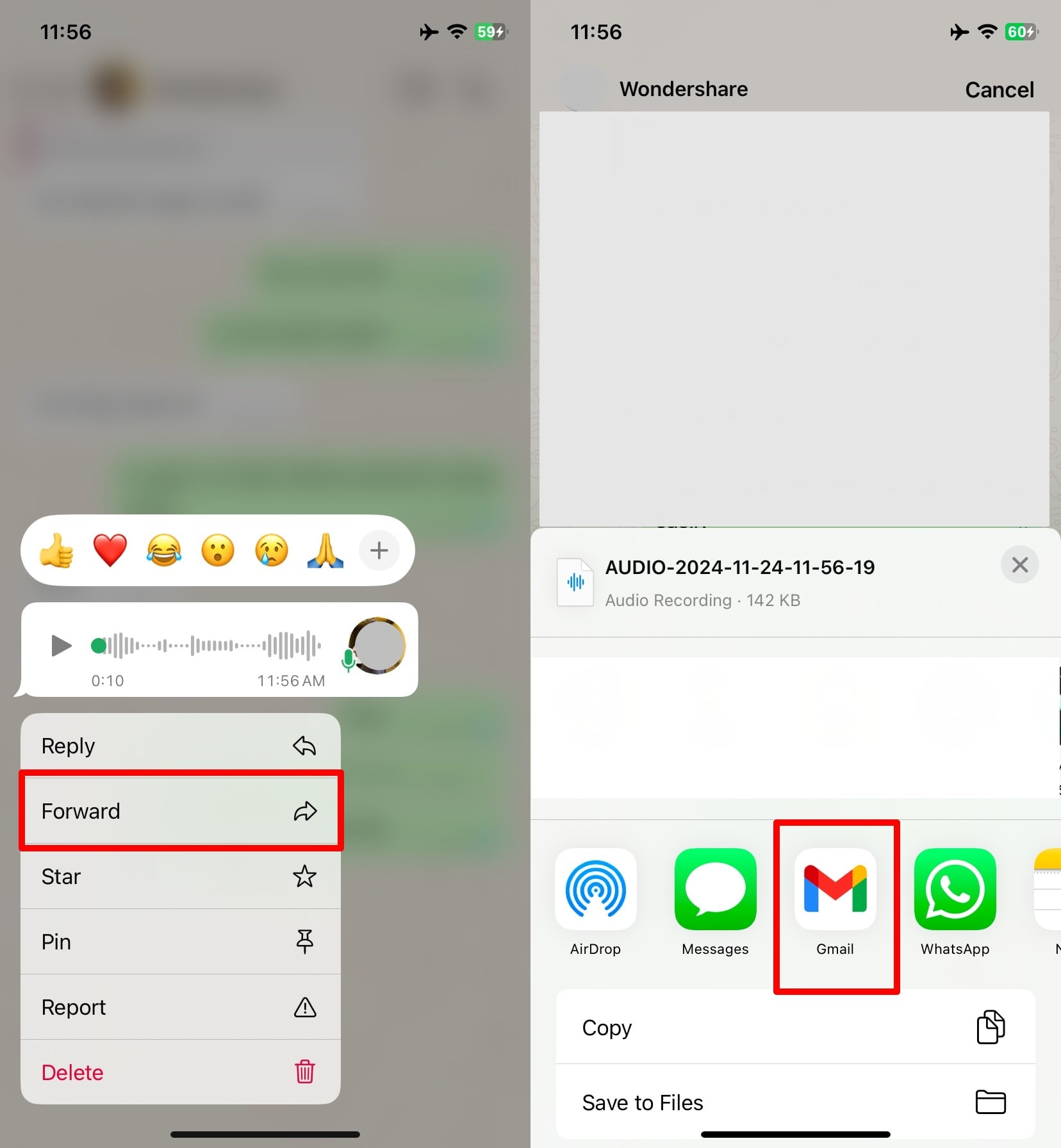 Gmailへのフォワード音声ノート