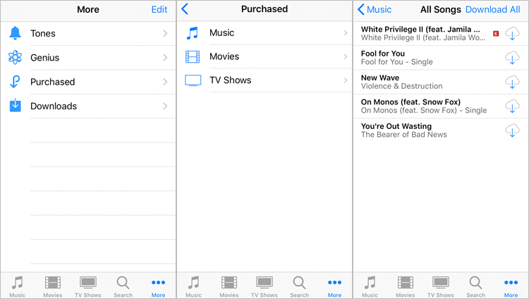 iTunesストアアプリを介してiPhoneからiPhoneに音楽を転送する
