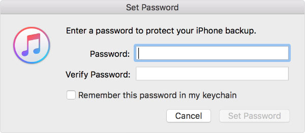 iTunesバックアップのパスワードを設定します