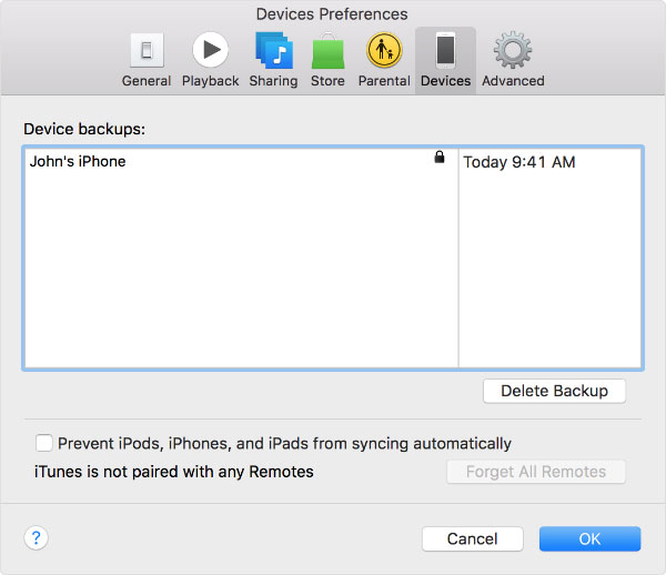 iTunesバックアップが暗号化されているかどうかを確認してください