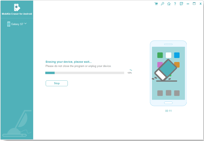 Android用のEraserを介して携帯電話のすべてを削除する方法Samsung