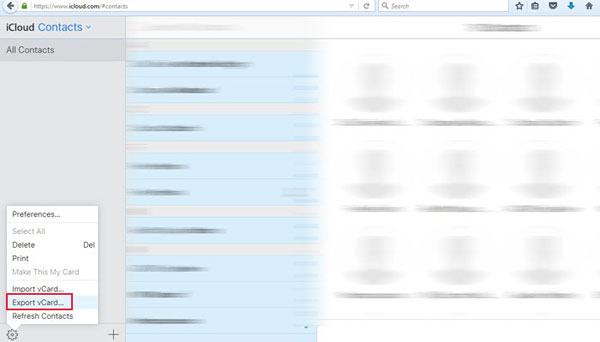 iCloud.com経由でiCloudの連絡先を表示します