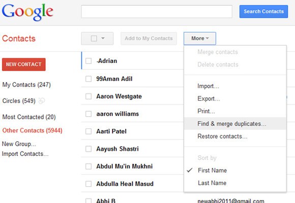 Googleの連絡先を介して電話番号を削除する