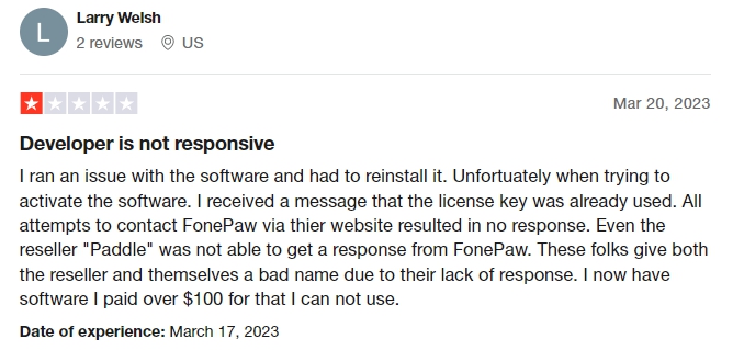 Fonepaw Trustpilot