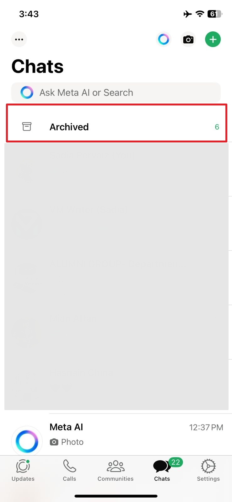 iPhoneのアーカイブフォルダーにアクセスします