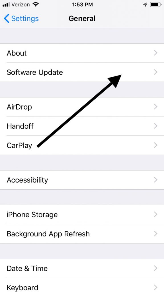 iPhoneソフトウェアアップデート 