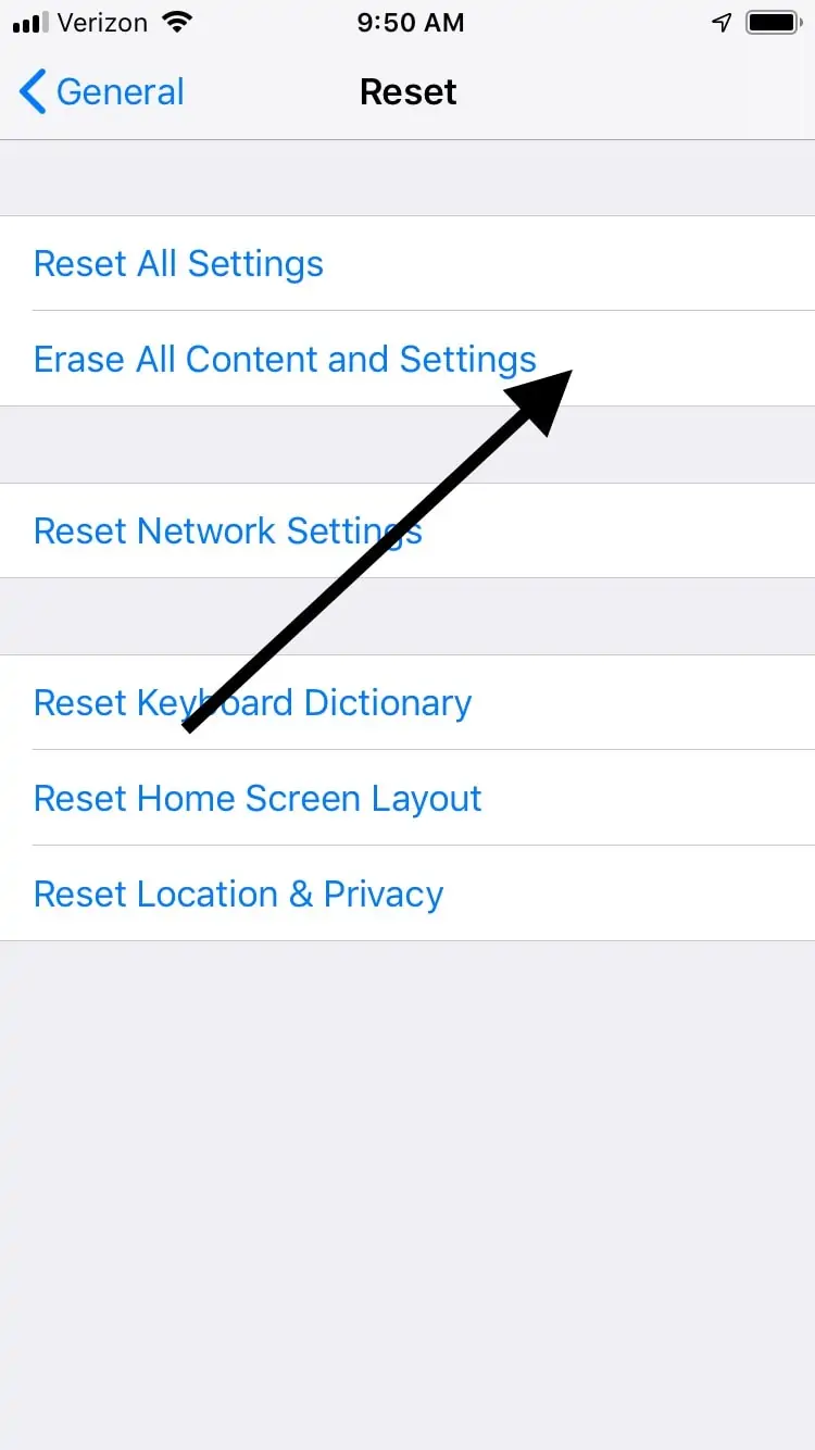 iPhoneタッチスクリーンは、すべてのコンテンツと設定を消去します