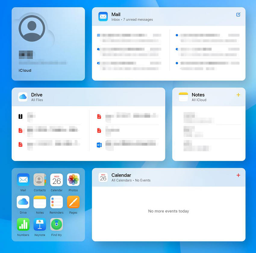 iCloud Webホームページ