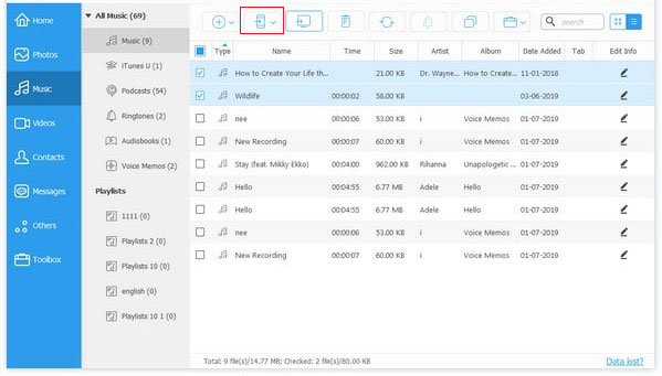 iOSデータ転送を介してiPhoneからiPhoneに音楽を転送する方法