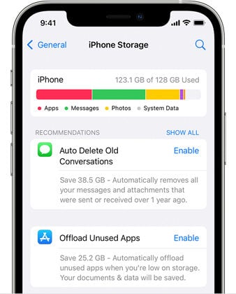 iOS 18アップデートが一時停止したときにiPhoneストレージを確認してください