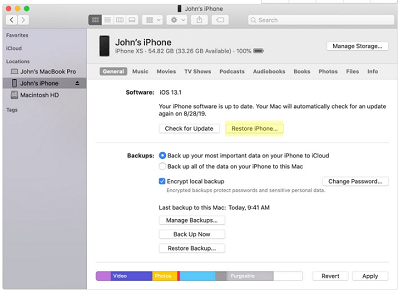 iPhoneは、iTunesを使用したRestoreを介して更新を確認することに固執しました