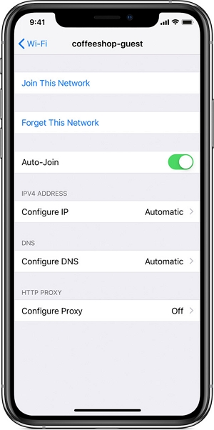 iPhoneのWi-Fiネットワークを忘れてください
