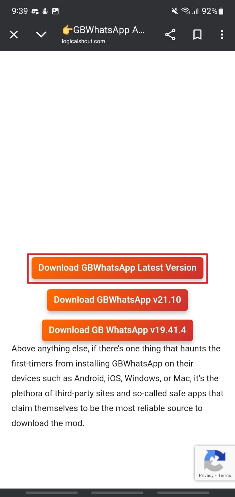 アクセスGBWHATSAPP最新バージョンをダウンロードします