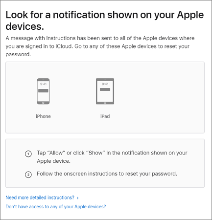 他のiOSデバイスでAppleIDパスワードリセット通知を探してください