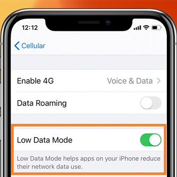 iPhoneで低データモードをオフにします