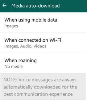 Media Auto-DownLoadを介してWhatsAppの消える写真を修正します