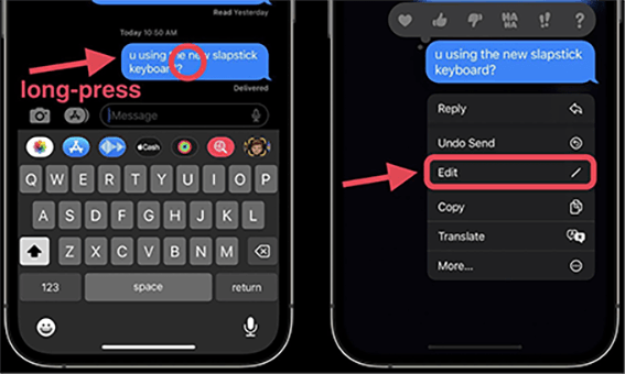 メッセージ編集iOS 16ベータ4で変更を編集します