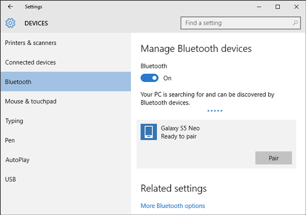 Bluetooth経由でPCからAndroid電話にファイルを転送する方法