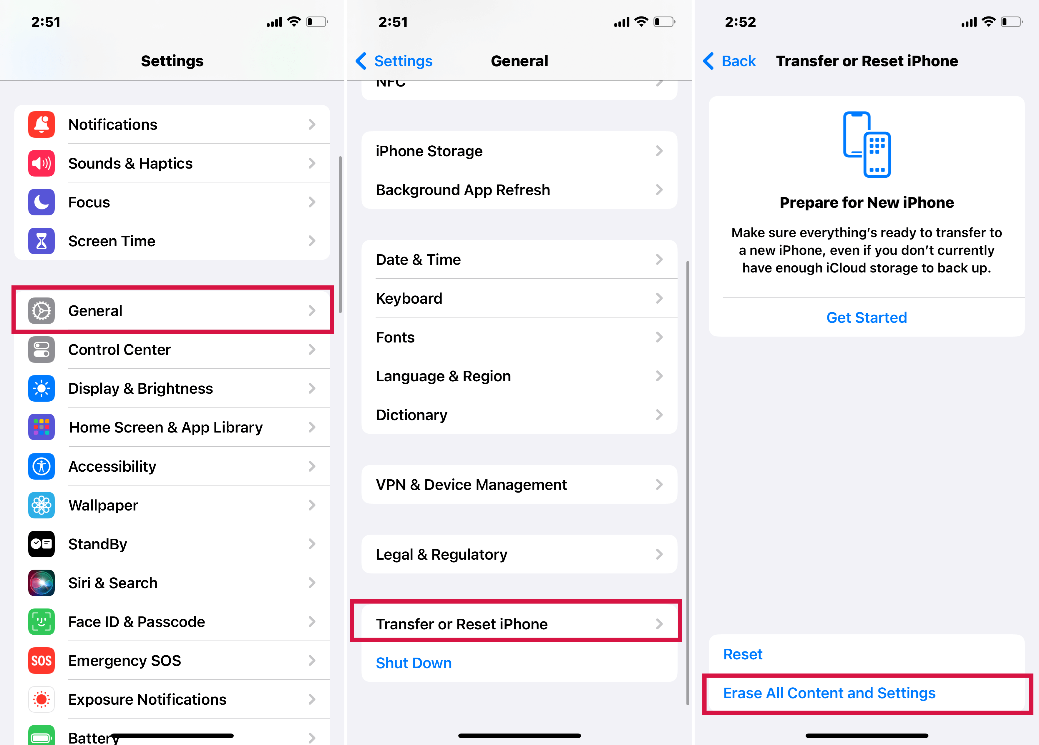 iPhoneのすべてのコンテンツと設定を消去します
