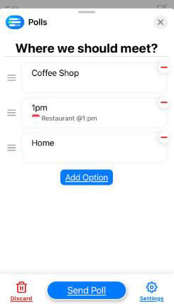 IMESSAGEの世論調査のオプションを配置します