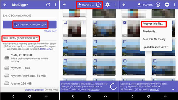 diskdiggerで削除されたAndroidカメラの写真を取得します