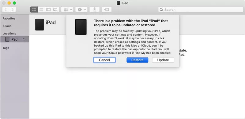 リカバリモードを使用したRESTOE iPad