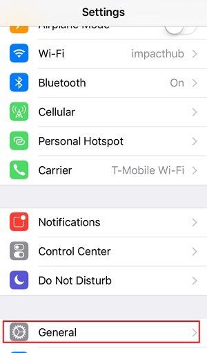 iPhone設定メニュー