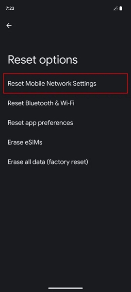 Androidモバイルデータが機能しない修正 - ネットワークをリセットします